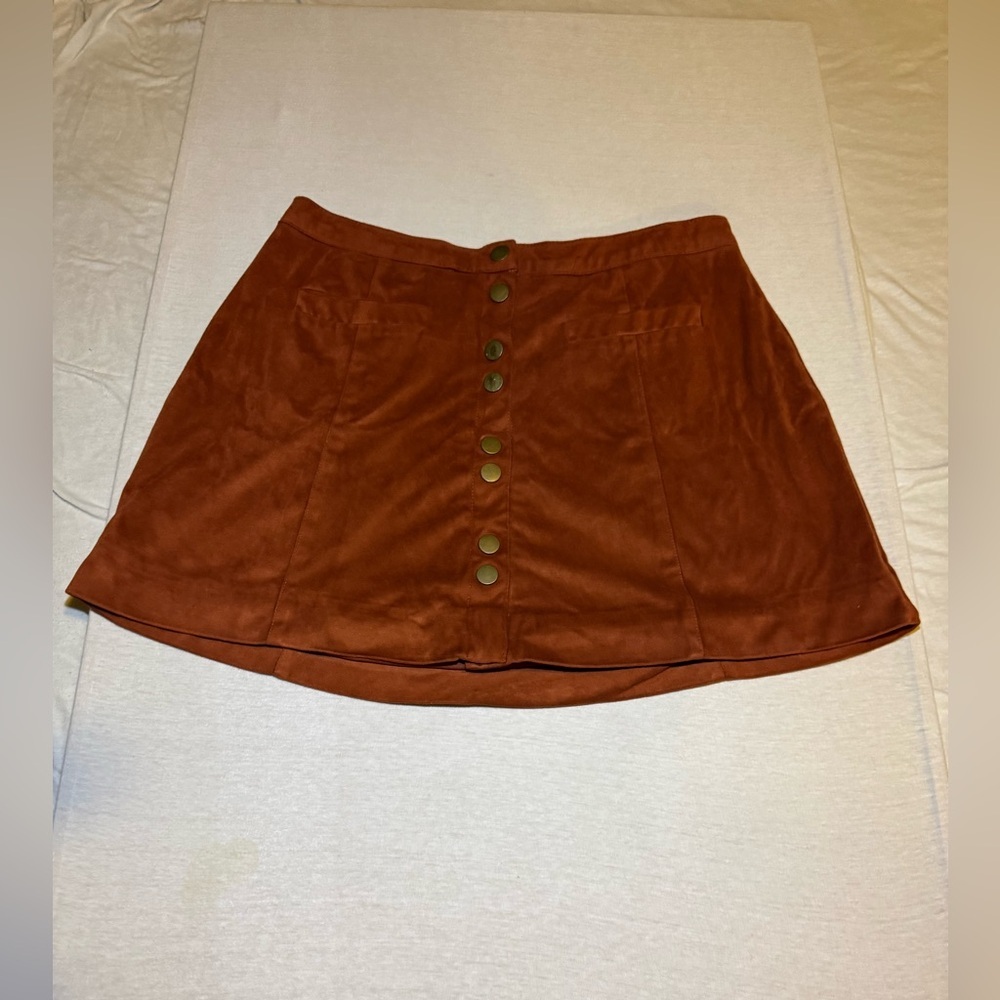 Garage Rust Button-Front Mini Skirt